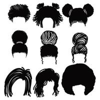 fascio di afro acconciature. collezione di dreads e afro. vettore