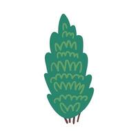 cartone animato estate verde albero conico sempreverde. vettore