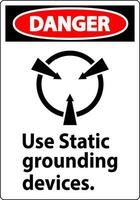 Pericolo cartello uso statico messa a terra dispositivi vettore