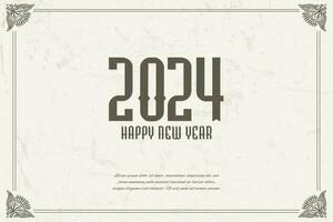 contento nuovo anno 2024. festivo realistico decorazione. celebrare 2024 festa su un' Vintage ▾ vettore