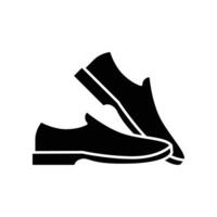 uomo scarpa glifo icona. un' paio di maschio scarpe elemento, dell'uomo formale piede indossare piatto stile pittogramma per ragnatela, mobile app. vettore illustrazione. design su bianca sfondo. eps 10