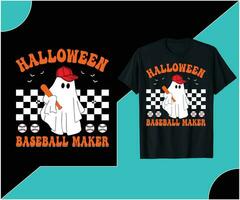 Halloween baseball creatore maglietta design. vettore