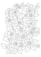 pagina da colorare pagina vettoriale per la colorazione. ramo di fiori pro vettore in bianco e nero