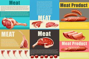 Infografica con diversi tipi di carne vettore