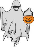 Halloween fantasma cartone animato personaggio vettore illustrazione