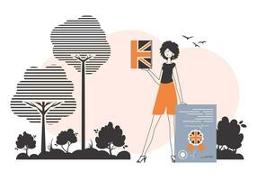 ragazza inglese insegnante. il concetto di apprendimento inglese. lineare stile. vettore