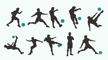 calcio giocatore impostato silhouette vettore