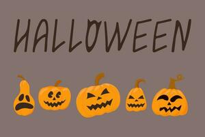 Halloween zucca impostato nel piatto stile per manifesto, striscione, saluto carta. vettore illustrazione