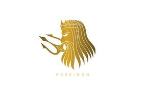 Dio di mare, poseidon logo vettore