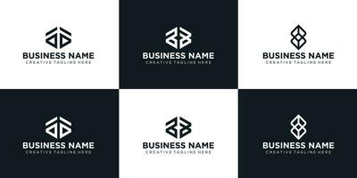 impostato di creativo monogramma lettera un' B logo design linea astratto moderno vettore