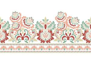 ikat floreale paisley ricamo su bianca sfondo.ikat etnico orientale modello tradizionale.azteco stile astratto vettore illustrazione.disegno per trama, tessuto, abbigliamento, avvolgimento, decorazione, pareo, sciarpa