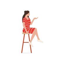 donna seduta su uno sgabello da bar, ragazza al bar o al caffè vettore
