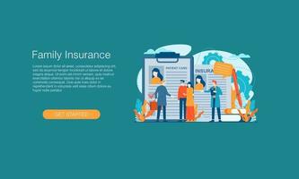 il fondo del modello di progettazione dell'illustrazione di vettore dell'assicurazione sanitaria isolato può essere utilizzato per la pagina di destinazione dell'insegna di web di presentazione