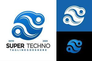lettera S tecnologia logo design vettore simbolo icona illustrazione