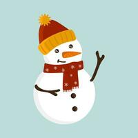 pupazzo di neve con cappello e sciarpa isolato su blu sfondo. vettore illustrazione. Perfetto per Natale carte e decorativo design.