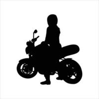 donna equitazione motociclo vettore silhouette.