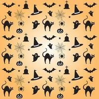 Halloween modello sfondo design con zucca, fantasma, cranio, ragno ragnatela, pipistrelli. vettore Halloween modello.