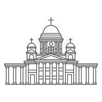 Cattedrale edificio schema icona. cartello a lineare stile. cristiano Chiesa. vettore