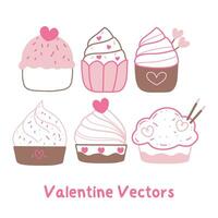 San Valentino cupcakes, per design romanza invito e saluti vettore