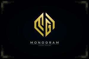 esagono mg lettera icona lusso monogramma oro logo vettore illustrazione modello