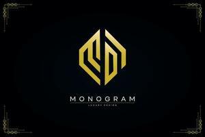 esagono md lettera icona lusso monogramma oro logo vettore illustrazione modello