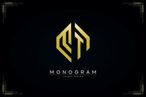 esagono mt lettera icona lusso monogramma oro logo vettore illustrazione modello