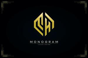 esagono mh lettera icona lusso monogramma oro logo vettore illustrazione modello