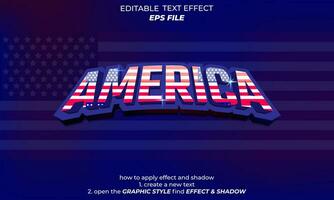 America testo effetto, modificabile, tipografia, 3d testo. vettore modello