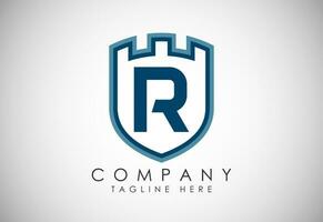 inglese alfabeto r con castello logo design vettore. grafico alfabeto simbolo per aziendale attività commerciale vettore