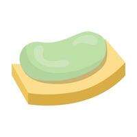 un' pezzo di sapone è nel il sapone piatto. vettore illustrazione su un' bianca sfondo.