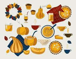 autunno cibo vettore cartone animato piatto scarabocchio illustrazione.