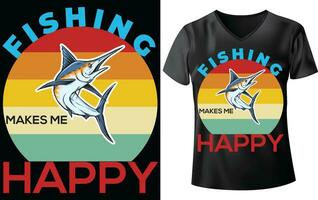 design t-shirt da pesca vettore