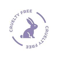 viola crudeltà gratuito icona. non testato su animali con coniglio silhouette etichetta. vettore illustrazione.