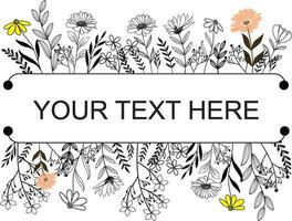 vettore scarabocchio selvaggio floreale design elementi illustrazione per il tuo testo qui.