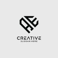 creativo stile ae lettera logo design modello con diamante forma icona vettore