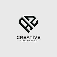 creativo stile az lettera logo design modello con diamante forma icona vettore