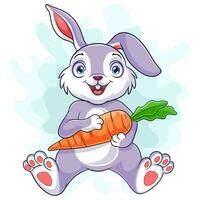 cartone animato poco coniglio Tenere un' carota vettore