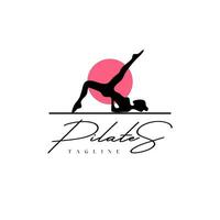 pilates allenatore donna silhouette creativo vettore logo design