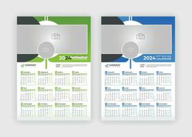 parete calendario 2024 moderno semplice uno pagina design aziendale attività commerciale annuale progettista modello settimana prestabilita inizia su lunedì. vettore