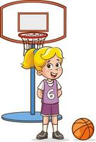 vettore illustrazione di carino bambini pallacanestro giocatore
