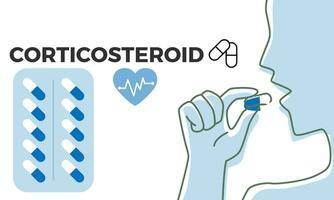 corticosteroide. corticosteroide medico pillole nel rx prescrizione droga bottiglia vettore illustrazione