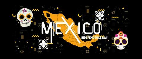 Messico nazionale giorno bandiera per indipendenza giorno anniversario. bandiera di Messico e moderno geometrico retrò astratto design vettore