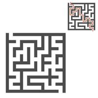 labirinto quadrato astratto. gioco per bambini. puzzle per bambini. un ingresso, un'uscita. enigma del labirinto. illustrazione vettoriale piatto isolato su sfondo bianco. con risposta.