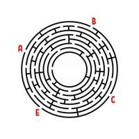 labirinto rotondo astratto. gioco per bambini. puzzle per bambini. trovare la strada giusta. enigma del labirinto. illustrazione vettoriale piatto isolato su sfondo bianco. con posto per la tua immagine.