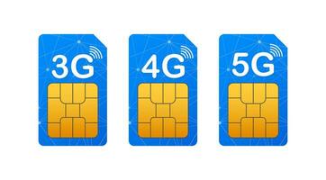 3g 4g 5g sim carta. mobile telecomunicazioni tecnologia simbolo vettore