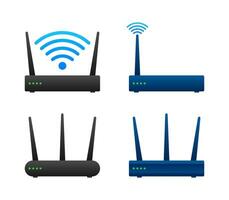 Rete router 3d Wi-Fi router. Internet servizio senza fili router. vettore azione illustrazione.