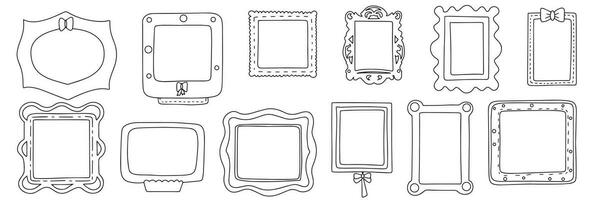 grande collezione di scarabocchio cornici. mano disegnato scarabocchio telaio decorazione. impostato di telaio schema. vettore illustrazione.