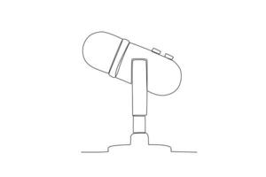 uno continuo linea disegno di microfono ro disco un' Podcast vettore