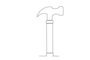 uno continuo linea disegno di un artiglio martello. uno linea concetto grafico design vettore illustrazione di edificio costruzione utensili