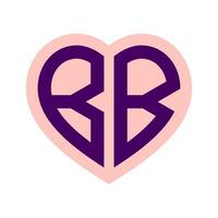 logo B cuore monogramma 2 lettere alfabeto font amore logo San Valentino logotipo ricamo vettore